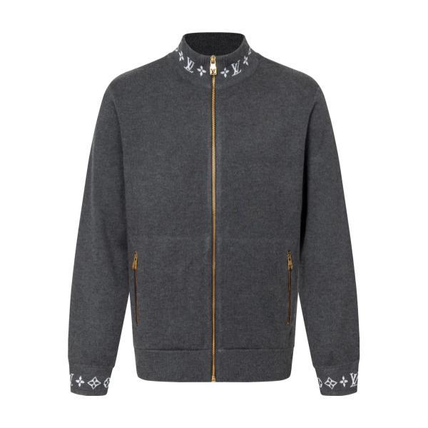 Louis Vuitton 25SS Jacquard Rib Stand Collar Knit Jacket (Gray) 260107