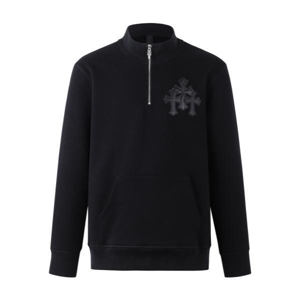 Chrome Hearts 25SS Cross Leather Patch Half-Zip Hoodie 260121