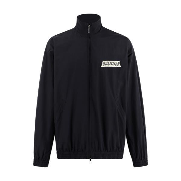 Balenciaga 26SS White Base Screen Print Stand Collar Windbreaker 260121