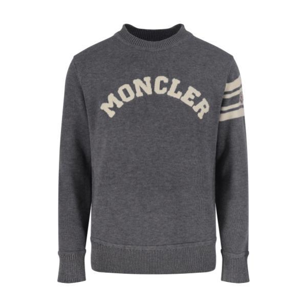 Moncler Towel Embroidery Large Letter Logo Crewneck Sweater (Gray) 260121
