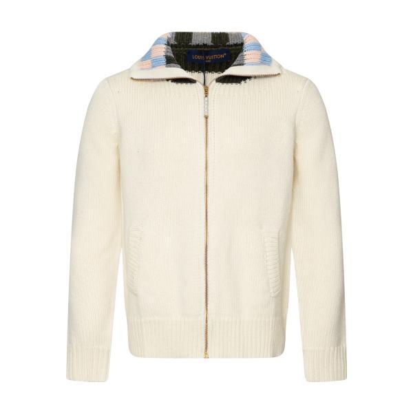 Louis Vuitton 25FW Rainbow Color-Block Sailor Collar Knit Zip Jacket 260121