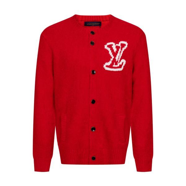 Louis Vuitton 26SS Mirror Logo Intarsia Wool Cardigan (Red) 260121