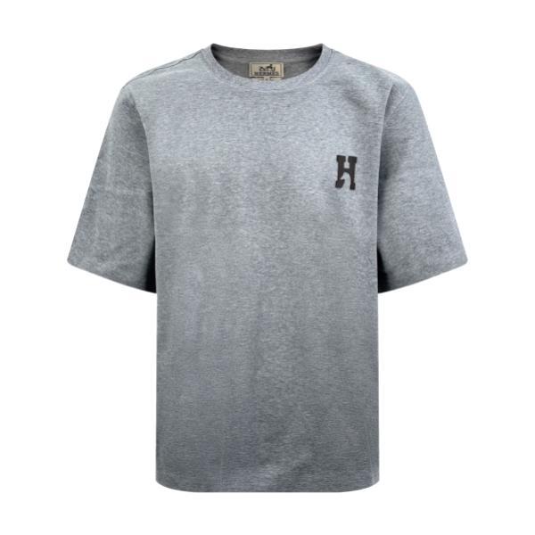 Hermes Equestrian Leather Short Sleeve Shirt (Gray) 260318