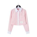 Thom Browne Pink Stripe Women's Long Sleeve Shirt 260318