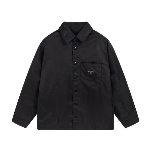 Prada Classic Custom Triangle Logo Nylon Fabric Long Sleeve Shirt Jacket 260318