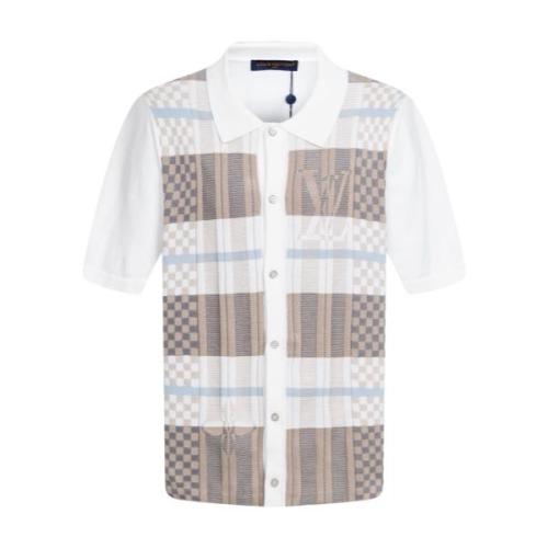 Louis Vuitton 26SS Floral Checkerboard Intarsia Knit Short Sleeve Shirt 260325