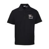 Burberry BBR Year of the Horse Limited Edition Check Warhorse Embroidery Short Sleeve Polo Shirt (Black) 260401