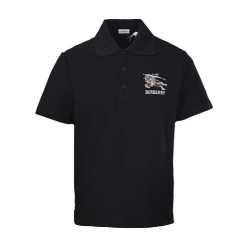Burberry BBR Year of the Horse Limited Edition Check Warhorse Embroidery Short Sleeve Polo Shirt (Black) 260401