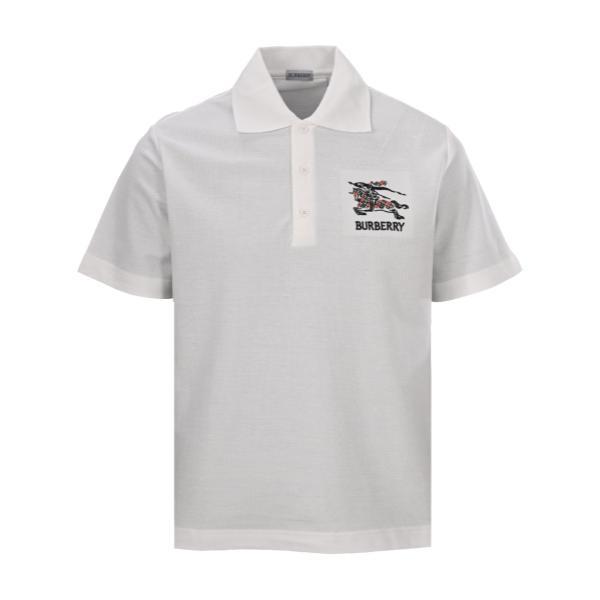 Burberry BBR Year of the Horse Limited Edition Check Warhorse Embroidery Short Sleeve Polo Shirt (White) 260401