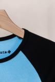 Chrome Hearts CH Heavy Wash 3D Print Short Sleeve T-Shirt (Blue-Black) 260408