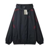 Balenciaga BLCG 26SS 3M Black-Red Paneled Embroidered Hooded Tracksuit Jacket 260408