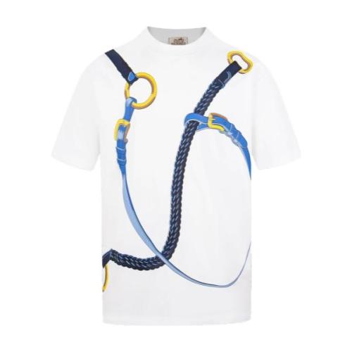 Hermès Spring/Summer New Short Sleeve T-Shirt (Equestrian Motif Print) 260408