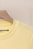 Chrome Hearts CH Heavy Wash 3D Print Short Sleeve T-Shirt (Yellow) 260408