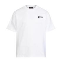 Louis Vuitton Letter Embroidered Logo Crewneck Short Sleeve T-Shirt (White) 260415