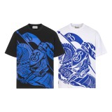 Burberry  Official Same Classic All-Over Warhorse  Large Warhorse Print Double-Yarn Pure Cotton Short Sleeve (black) 260415