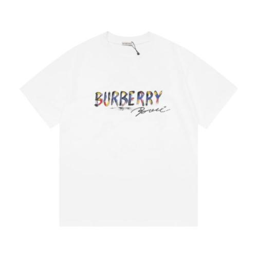 Burberry BURBERRY 2026 New Front & Back Painted Graffiti Warhorse Letter Logo Unisex Short Sleeve T-Shirt 260422