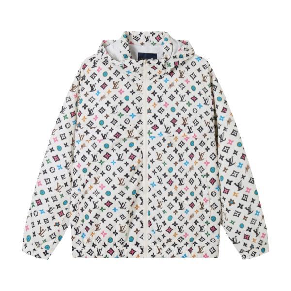 Louis Vuitton New All-Over Embroidered Logo Lightweight Couple Hooded Jacket 260422