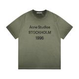Acne Studios 2026 New Distressed Technique Printed Letter Logo (Dark Green) Unisex Short Sleeve T-Shirt 260429