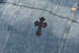 Chrome Hearts Leather Patch Cross Denim Jacket 260506