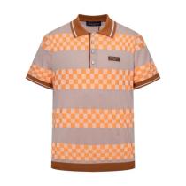 Louis Vuitton 26SS Letter Badge Color-Block Stripe Checkerboard Knit Short Sleeve Polo 260520