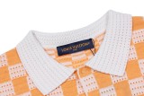 Louis Vuitton 26SS Letter Badge Checkerboard Cut-Out Knit Short Sleeve Cardigan 260520