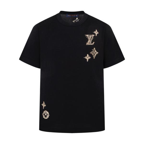 Louis Vuitton 26SS Sketch Floral Embroidered Knit Short Sleeve (Black) 260526