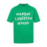 Louis Vuitton Spring/Summer New Short Sleeve T-Shirt - V Slogan Embroidered T-Shirt (Green) 260526