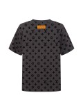 Louis Vuitton Spring/Summer New All-Over Flocked Jacquard Short Sleeve T-Shirt 260602