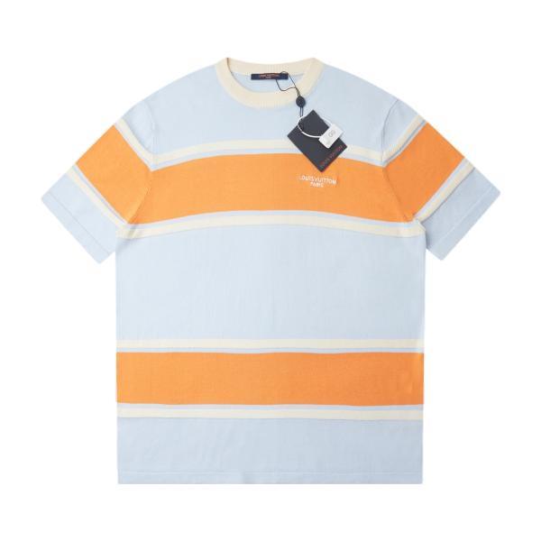 Louis Vuitton 26SS Spring/Summer New Embroidered Logo Stripe Knit Short Sleeve 260609