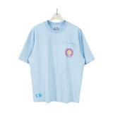 Chrome Hearts CH Heavy Wash 3D Print Leather Patch Embroidered Short Sleeve (Light Blue) 260616