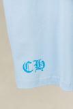 Chrome Hearts CH Heavy Wash 3D Print Leather Patch Embroidered Short Sleeve (Light Blue) 260616