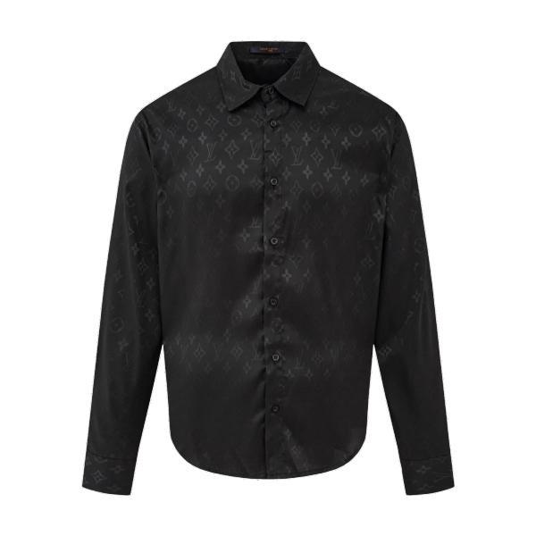Louis Vuitton New Classic Ice Silk Jacquard Logo Print Long Sleeve Shirt 260624