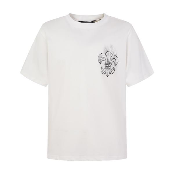 Chrome Hearts Horseshoe Distressed Hand-Painted Short Sleeve T-Shirt 260708