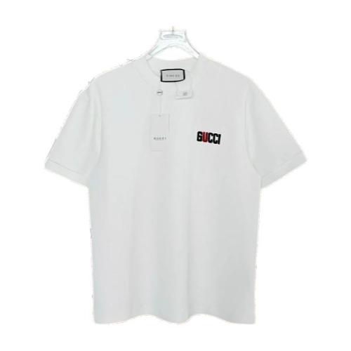 Gucci High Neck Short Sleeve Embroidered T-Shirt - White 260714