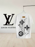 Louis Vuitton Embroidery & Print Round Neck Short Sleeve T-Shirt - White 260714