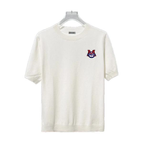 Moncler Classic Chest Logo Short Sleeve Knit T-Shirt - White 260714