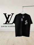 Louis Vuitton Embroidery & Print Round Neck Short Sleeve T-Shirt - Charcoal 260714