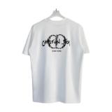 Dior Embroidery Logo Round Neck Short Sleeve T-Shirt - Front CD & Back Leather Patch - White 260714