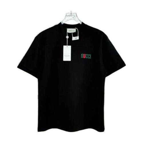 Gucci High Neck Short Sleeve Embroidered T-Shirt - Black 260714