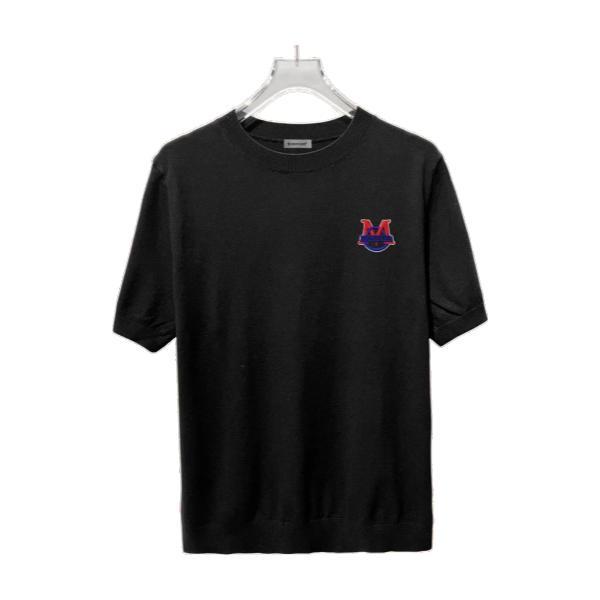 Moncler Classic Chest Logo Short Sleeve Knit T-Shirt - Black 260714