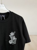 Louis Vuitton Embroidery & Print Round Neck Short Sleeve T-Shirt - Charcoal 260714