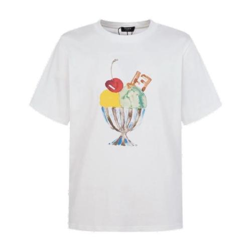 Fendi Watercolor Ice Cream Short Sleeve Print T-Shirt - White 260721