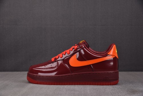 Nike Air Force 1 Low Patent Leather Dark Team Red Safety Orange