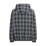 Balenciaga 26SS Reversible Plaid 3M Embroidered Hooded Jacket - Dark Gray 260721
