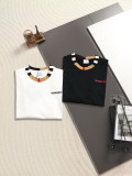 Burberry Color-Block Round Neck Letter Check Long Sleeve Embroidered T-Shirt - Black 260818