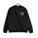Chrome Hearts Cross Leather Patch Embroidered Round Neck Sweatshirt - Charcoal 260818