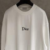 Dior New Long Sleeve Heavyweight Embroidered Washed Sweatshirt - Black/White 260908