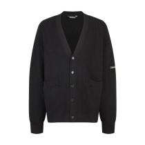 Balenciaga Knit Leather Patch Silicone Cardigan - Black 260915