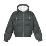 Louis Vuitton 24SS Ski All-Over Print Monogram Hooded Zip-Up Long Sleeve Padded Jacket - Dark Gray 261013
