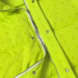 Chrome Hearts Jacquard Quilted Snap Button Stand Collar Down Jacket - Olive 261013